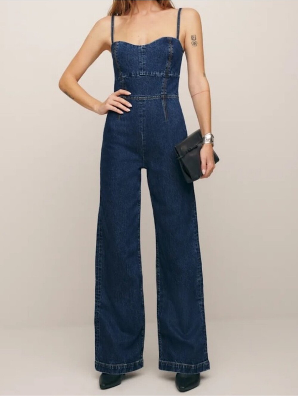 Reformation Daphne Wide-Leg Denim Jumpsuit